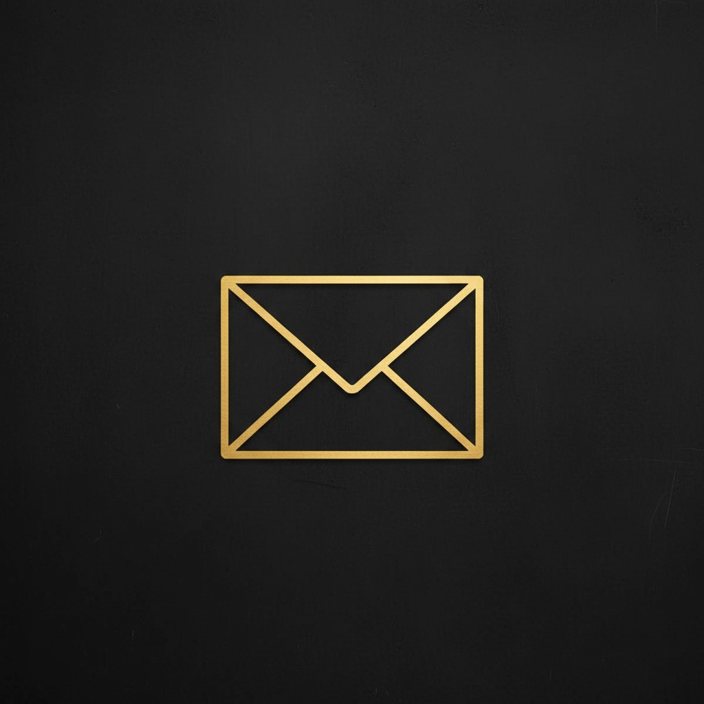 Goldenes minimalistisches Logo eines Briefumschlags (nur Outlines)